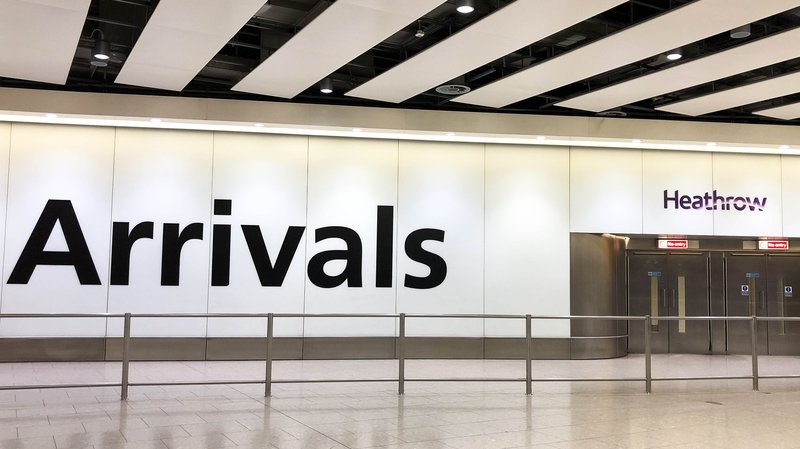 The arrivals hall of Heathrow airport in London